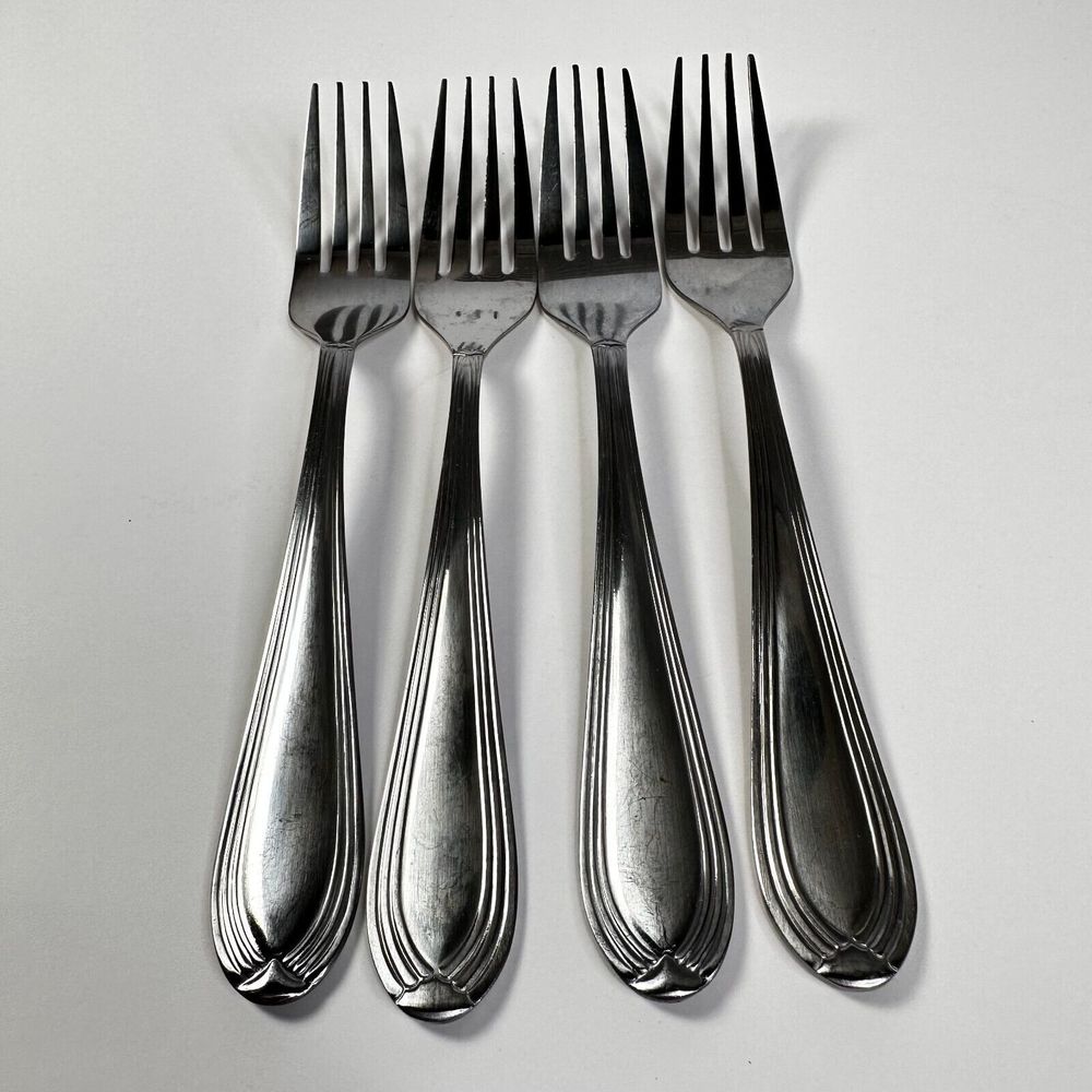Hampton Silversmiths Malibu Salad Forks Lot 3 Set of 4